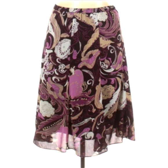 💜Vintage 90's EVC! Purple Floral Flowy Midi Skirt- George - Picture 3 of 7